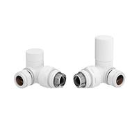 UKDD® Towel Rails Valve Radiators Suitable for Installation of Your Heated Designer Minimalist Central Heating System (Towel Rail Corner White Valves (Pair))