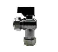 UKDeals Direct 15mm Isolation Ball Valve, Angle with Black Lever, Suitable for Hot & Cold, WRAS Approved (Pack of 1)