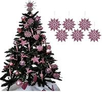 UKDeals Direct® BLUSH PINK COLLECTION CHRISTMAS DROPLET BAUBLES TREE DECORATIONS GLITTER MATT ICICLES (Pack of 6 Snowflake)