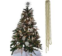UKDeals Direct® CHAMPAGNE GOLD COLLECTION CHRISTMAS DROPLET BAUBLES TREE DECORATIONS GLITTER MATT ICICLES (3mtr Garland Bead) champagne gold