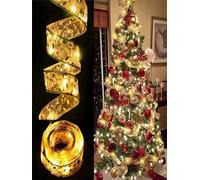 UKDeals Direct Christmas Ribbon LED Strip Light 5m Holiday String Light 50 LEDs Copper Material Indoor Use Manual Control Modern Style (Warm White Ribbon Light)