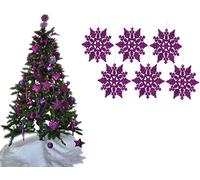 UKDeals Direct® DARK PURPLE COLLECTION CHRISTMAS DROPLET BAUBLES TREE DECORATIONS GLITTER MATT ICICLES (Pack of 6 Snowflake)