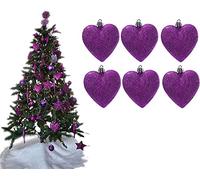 UKDeals Direct® DARK PURPLE COLLECTION CHRISTMAS DROPLET BAUBLES TREE DECORATIONS GLITTER MATT ICICLES (Pack of 6 Heart - 8cm)