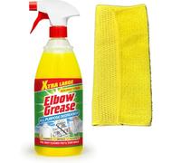 UKDeals Direct® Elbow Grease All purpose Degreaser Spray 1ltr Effective Cleaner Formula for Kitchen, Fabric, and Metallic with Dual sided micro fiber cloth