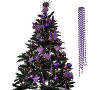 UKDeals direct® LILAC Collection CHRISTMAS DROPLET BAUBLES TREE DECORATIONS GLITTER MATT ICICLES (3mtr Garland Bead)
