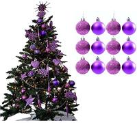 UKDeals direct® LILAC Collection CHRISTMAS DROPLET BAUBLES TREE DECORATIONS GLITTER MATT ICICLES (Pack of 12 x 38mm Baubles)