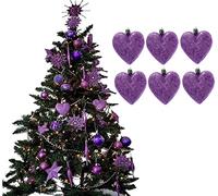 UKDeals direct® LILAC Collection CHRISTMAS DROPLET BAUBLES TREE DECORATIONS GLITTER MATT ICICLES (Pack of 6 Heart - 8cm)
