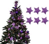 UKDeals direct® LILAC Collection CHRISTMAS DROPLET BAUBLES TREE DECORATIONS GLITTER MATT ICICLES (Pack of 6 3D STAR)