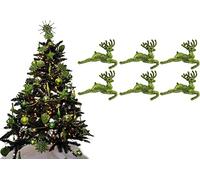 UKDeals Direct® LIME GREEN COLLECTION CHRISTMAS DROPLET BAUBLES TREE DECORATIONS GLITTER MATT ICICLES (Pack of 6 Reindeer)