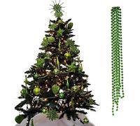 UKDeals Direct® LIME GREEN COLLECTION CHRISTMAS DROPLET BAUBLES TREE DECORATIONS GLITTER MATT ICICLES (3mtr Garland Bead)