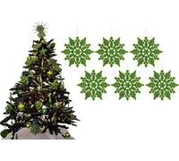 UKDeals Direct® LIME GREEN COLLECTION CHRISTMAS DROPLET BAUBLES TREE DECORATIONS GLITTER MATT ICICLES (Pack of 6 Snowflake)