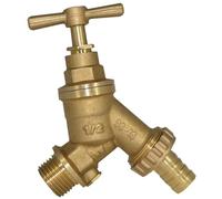 UKDeals Direct® Outdoor 1/2'' Garden Tap, Through Tube, Wall Flange Bracket 1/2", Back Plate Elboe 15mm x 1/2" (Garden Tap with Check Valve)