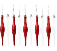 UKDeals Direct® RED COLLECTION CHRISTMAS DROPLET BAUBLES TREE DECORATIONS GLITTER MATT ICICLES (Pack of 10 Droplets (5 x Red & 5 x White))