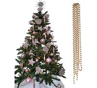 UKDeals Direct® ROSE GOLD COLLECTION CHRISTMAS DROPLET BAUBLES TREE DECORATIONS GLITTER MATT ICICLES (3mtr Garland Bead)
