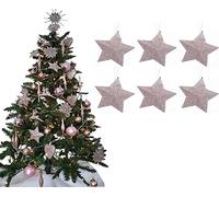 UKDeals Direct® ROSE GOLD COLLECTION CHRISTMAS DROPLET BAUBLES TREE DECORATIONS GLITTER MATT ICICLES (Pack of 6 3D Star)