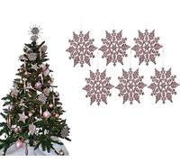 UKDeals Direct® ROSE GOLD COLLECTION CHRISTMAS DROPLET BAUBLES TREE DECORATIONS GLITTER MATT ICICLES (Pack of 6 Snowflake)