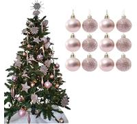 UKDeals Direct® ROSE GOLD COLLECTION CHRISTMAS DROPLET BAUBLES TREE DECORATIONS GLITTER MATT ICICLES (Pack of 12 X 38mm Baubles)
