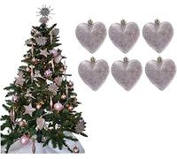 UKDeals Direct® ROSE GOLD COLLECTION CHRISTMAS DROPLET BAUBLES TREE DECORATIONS GLITTER MATT ICICLES (Pack of 6 Heart - 8cm)