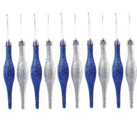 UKDeals Direct® ROYAL BLUE COLLECTION CHRISTMAS DROPLET BAUBLES TREE DECORATIONS GLITTER MATT ICICLES (Pack of 10 Droplets Royal Blue & Silver)