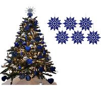 UKDeals Direct® ROYAL BLUE COLLECTION CHRISTMAS DROPLET BAUBLES TREE DECORATIONS GLITTER MATT ICICLES (Pack of 6 Snowflake)
