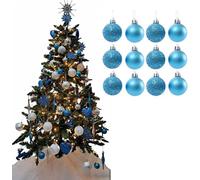 UKDeals Direct® Turquoise Collection Christmas Droplet Baubles (Pack of 12 x 38mm) - Plastic, Glass - Bauble - Christmas Tree Ornament - Anniversary, Birthday, Diwali, Seasons