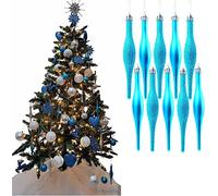 UKDeals Direct® TURQUOISE COLLECTION CHRISTMAS DROPLET BAUBLES TREE DECORATIONS GLITTER MATT ICICLES… (Pack of 10 Droplets 120mm)
