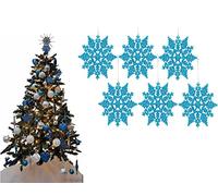 UKDeals Direct® TURQUOISE COLLECTION CHRISTMAS DROPLET BAUBLES TREE DECORATIONS GLITTER MATT ICICLES… (Pack of 6 Snowflake)