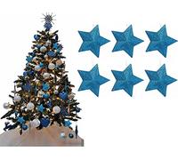UKDeals Direct® TURQUOISE COLLECTION CHRISTMAS DROPLET BAUBLES TREE DECORATIONS GLITTER MATT ICICLES… (Pack of 6 3D Star)