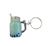 UKDGTMR Cute Bubble Tea Keychain, Kawaii Backpack Charm, Boba Milk Tea Cup Pendant, Green x 1