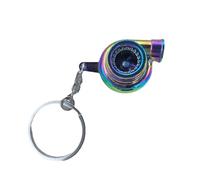 UKDGTMR Turbocharger Keychain, Spinning Turbine Design, Car KeyRing, Car Enthusiast (Rainbow)