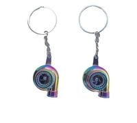 UKDGTMR Turbocharger Keychain, Spinning Turbine Design, Car KeyRing, Car Enthusiast (Rainbow) x 2, Two keychain pack