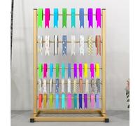 UKDUANWEI 5 Tier Ribbon Storage Shelf, Large Freestanding Spool Display Stand for Craft Room, Sewing Room, Flower Store, Cake Shop, Roll Holder Organizer (Gold 45x30x70cm)
