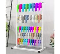 UKDUANWEI 5 Tier Ribbon Storage Shelf, Large Freestanding Spool Display Stand for Craft Room, Sewing Room, Flower Store, Cake Shop, Roll Holder Organizer (White 45x30x70cm)