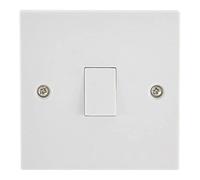 UKEA Deta 1 Gang 2 Way Electric Wall Light Switch White Rocker Standard Square 10 Amp (V1203)