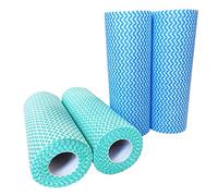 UKEENOR Disposable Dish Cloth Roll, J Cloths, Reusable Cleaning Cloth 200 Count Disposable Heavy Duty Dish Towels Reusable Kitchen J Cloth Quick-Dry 4 Rolls Blue and Green