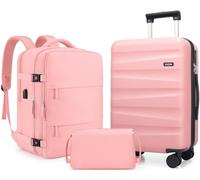 UKEIN Luggage Set with Backpack,Polycarbonate Carry On Luggage Airline Approved with Spinner Wheels, Hardshell Travel Suitcase Set with TSA Lock, Pink, 3 piece set (20inch), Luggag With Spinner Wheels