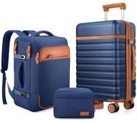 UKEIN Luggage Sets 3 Piece, Carry On Luggage 20In With Spinner Wheels,PC Hardside Suitcase Set with TSA Lock,Durable Carry On Suitcase With Travel Backpack for Men, Blue, 3 piece set (20inch), Luggage