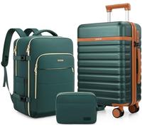 UKEIN Luggage Sets 3 Piece, Carry On Luggage 20In With Spinner Wheels,PC Hardside Suitcase Set with TSA Lock,Durable Carry On Suitcase With Travel Backpack for Men, Dark Green, 3 piece set (BP/20inch