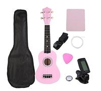 Ukelele Kit 21 Inch Saxophone Ukulele Basswood 4 Strings Hawaiian Guitar Musical Instruments Ukulele Saxophone Guitar With Gig Bag Tuner (Color : Pink)