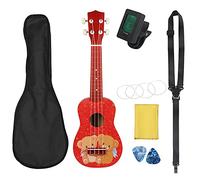 Ukelele Kit 21 Inch Ukulele Hawaii Cute Bear Guitar Instrument 4- string Basswood Ukulele Saxophone Mini Guitar Set Piano Bag (Color : Ukulele Set)