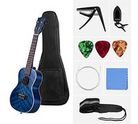 Ukelele Kit 23 Inch Acoustic Concert Ukulele Blue Plywood Body Engineered Wood Fingerboard With Gig Bag Tuner Strap Picks Capo (Color : 23 inch blue)