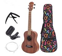 Ukelele Kit Ukulele Combo 21/23/ 26inch Ukulele Black Saxophone 4 Strings Uke Hawaii Bass Stringed Musical Instrument Set Kits+Tuner+String+Bag (Color : 23 Inch)