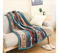 Ukeler Flannel Sherpa Throw 50'' x 60''- Bohemian Soft Plush Flannel Blanket Throws for Bed/Couch/Sofa/Office/Camping