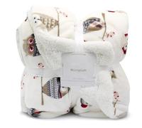 Ukeler Flannel Sherpa Throw 50'' x 70''- Owl Printed Soft Plush Flannel Blanket Throws for Bed/Couch/Sofa/Office/Camping