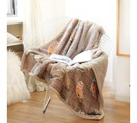 Ukeler Flannel Sherpa Throws 50'' x 60'' - Cute Colorful Owl Design Soft Plush Flannel Blanket Throws for Bed/Couch/Sofa/Office/Camping