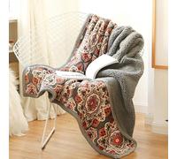 Ukeler Flannel Sherpa Throws 50'' x 60', Cute Floral Design Soft Plush Flannel Blanket Throws for Bed/Couch/Sofa/Office/Camping