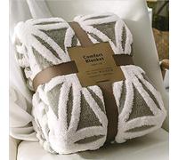 Ukeler Grey Flannel Sherpa Throw 50'' x 60' Soft Plush Flannel Blanket Throws for Bed/Couch/Sofa/Office/Camping