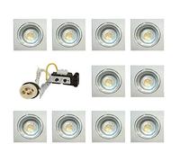 UKEW 10X Led Recessed Ceiling Downlight - Square GU10 Fixed Beam Twist Lock Design Light Fittings - Spotlight for Living Room, Kitchen, Hallway (Polished Chrome)