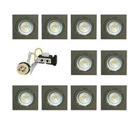 UKEW 10X Led Recessed Ceiling Downlight - Square GU10 Fixed Beam Twist Lock Design Light Fittings - Spotlight for Living Room, Kitchen, Hallway Black Chrome (Black Chrome)