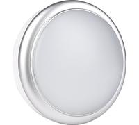 UKEW 15W LED Bulkhead Light - Silver Trim Flush Round 6500K Daylight - IP65 Waterproof Frosted Cover Wall Ceiling Mounted Fitting for Bathroom Hallways